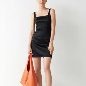 Mini Black Satin Dress - Size 0